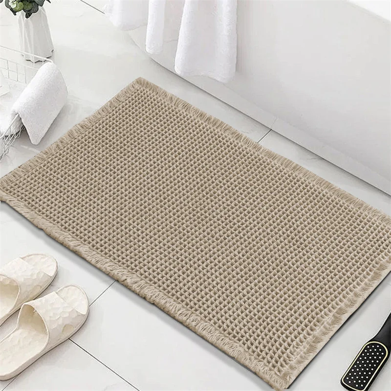 Alfombra de baño pequeña a cuadros de Color sólido, alfombras de baño absorbentes de agua, alfombra de suelo de bañera súper suave antideslizante para dormitorio y cocina, 1 ud.: Morado / 400 mm x 1.000 mm
