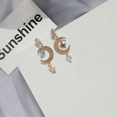 Koreaanse Eenvoudige Temperament Starry Serie Steentjes Tars Moon Dangle Oorbellen Voor Vrouwen Meisje Mode Sieraden Accessoires: 1