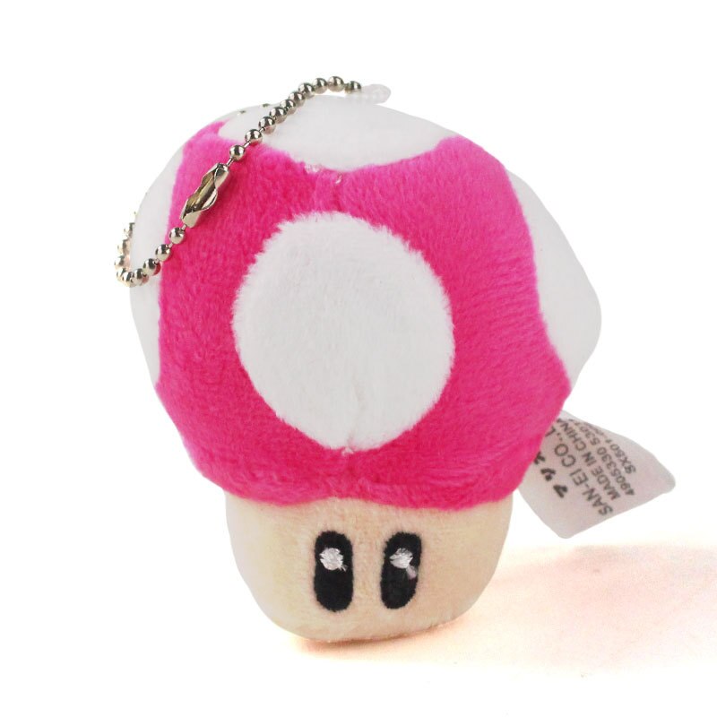 1Pcs 8Cm Super Mario Bros Mushroom Pluche Sleutelhanger Speelgoed Super Mario Bros Toad Mushroom Soft Gevulde Pluche Hanger voor Kids: 8cm Light Red