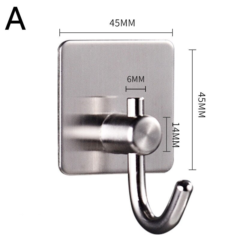 Geen schroef nodig moderne 304 roestvrijstalen zelfklevende badkamer vierkante handdoekhaak jas hoed deurhaak hanger badkameraccessoires: A