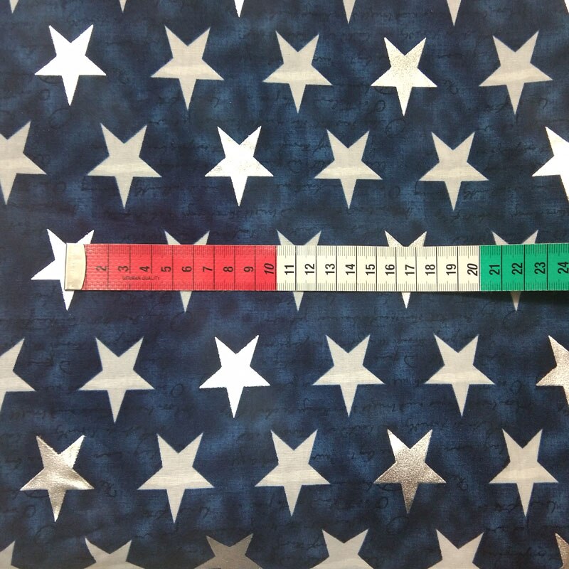 Classic Navy Blue Silver White Fivestar Printed Cotton Fabric 50x105ccm Star Fabric Patchwork DIY sewing Baby Cloth Dress Home