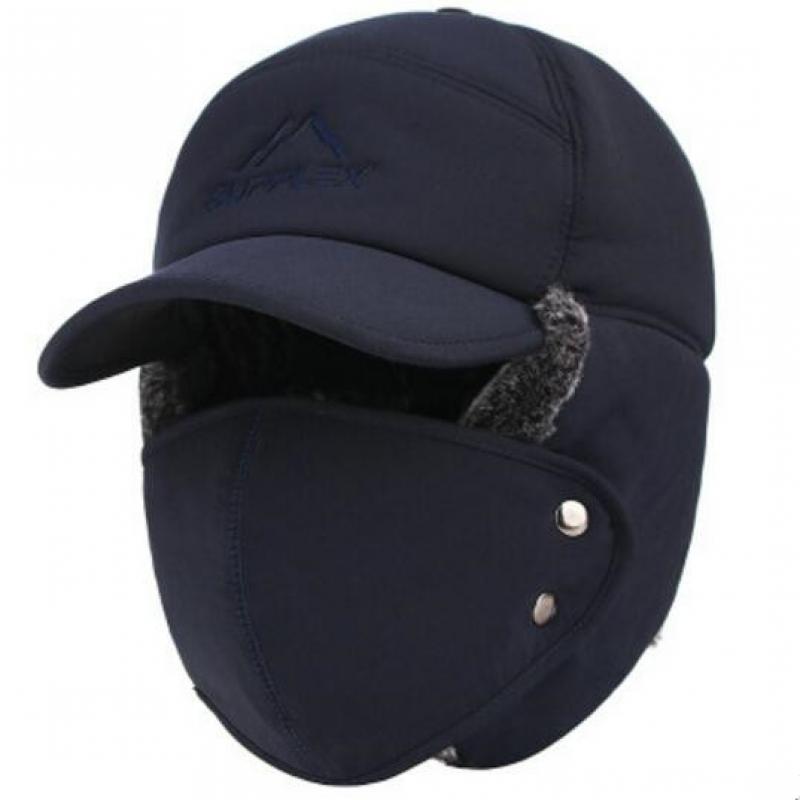 Gorro de esquí con protección para la oreja para hombre y mujer, gorro de terciopelo grueso, térmico, a prueba de viento, para invierno,