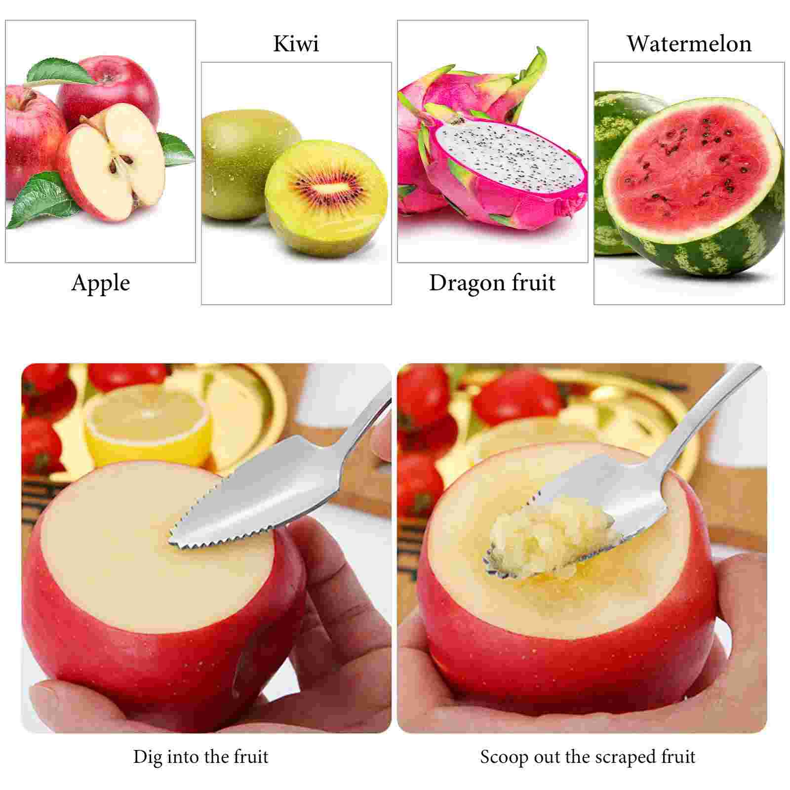 Grapefruit Voor Dessert Lepel Rvs Lange Steel Roeren Glad Fruit Lepels
