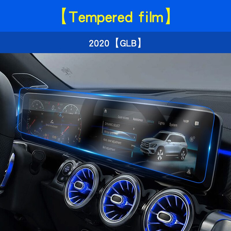Beschermfolie voor het dashboard van de auto, geharde folie voor mercedes  w213 gle  w167 x167 glb  w247 interieurbediening, tpu-folie sticker: Goud