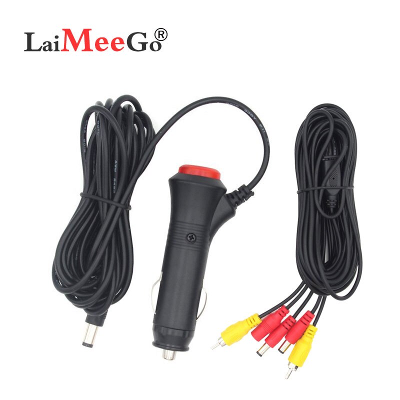 Car reversing camera rear view video line 6m 10m 15m 20m RCA extension line: With Power cord