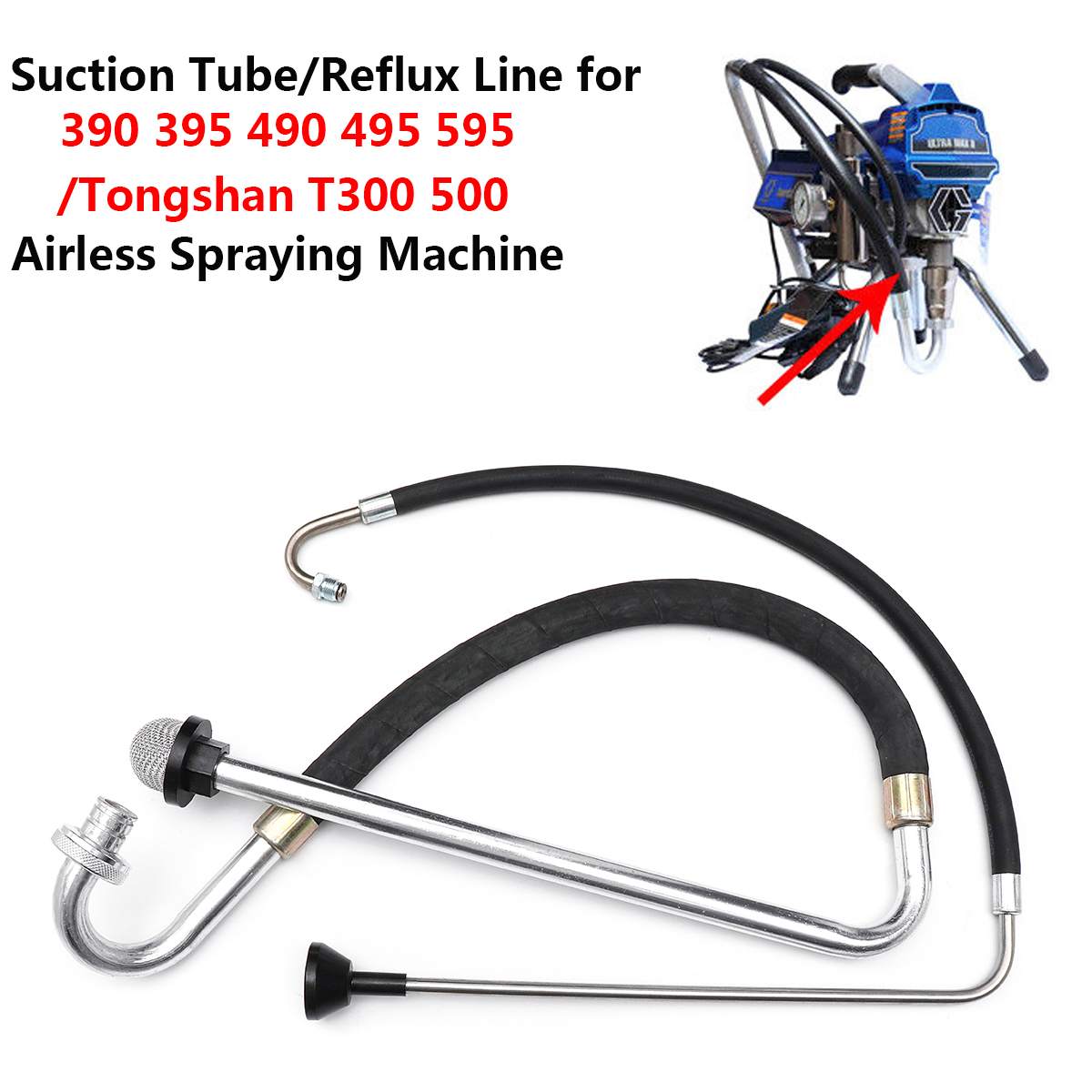 1pc Stainless Steel Suction Tube / Reflux Line For 390 395 490 Airless Spraying Machine Paint Sprayers Tool Parts