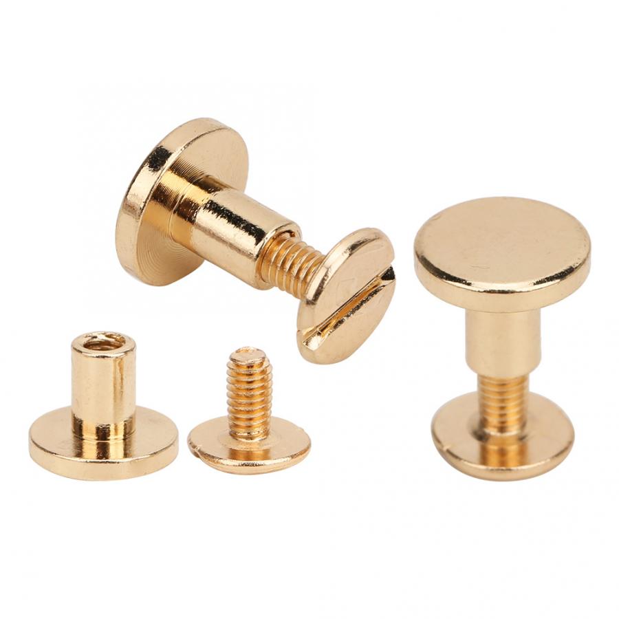50 Set 8mm Leather Rivets Pure Copper Flat Head Metal Rivets Leather Strap Screws Kit for Notebook Binding Rivet Tubular Studs
