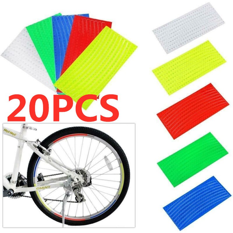 20PC Bike Body Reflective Stickers Bicycle Reflective Safety Warning Conspicuity Tape Film Sticker Strip Bicycle Accessories