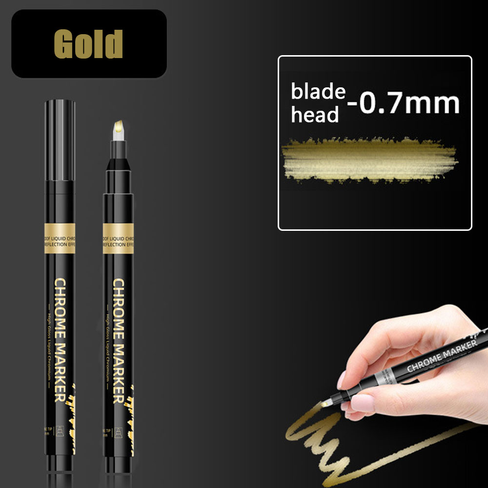 Chrom Spiegel Marker Stift 0,7mm 1mm 2mm DIY Zeichnung Farbe Stift Spiegel Marker Chrom Silber Gold Marker Auto Styling Kunst Handwerk: Braun