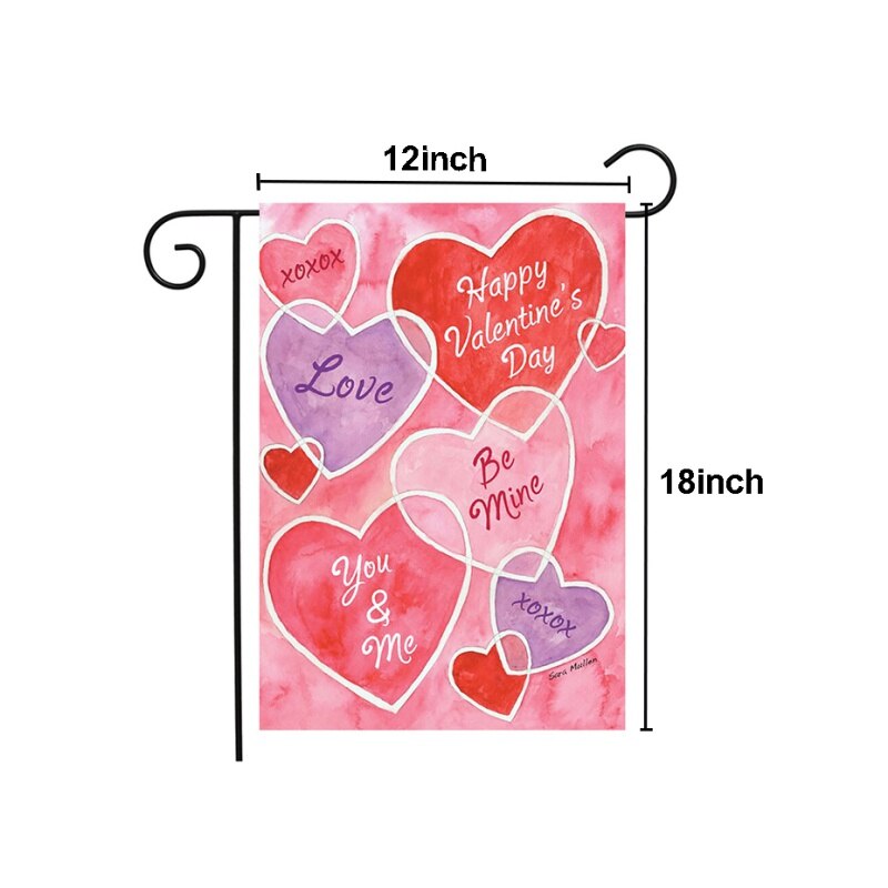 Happy Valentine's Day Garden Flag Sweet Hearts Flag Indoor Outdoor Home Decoration Banner Garden Living Room Flying Flag