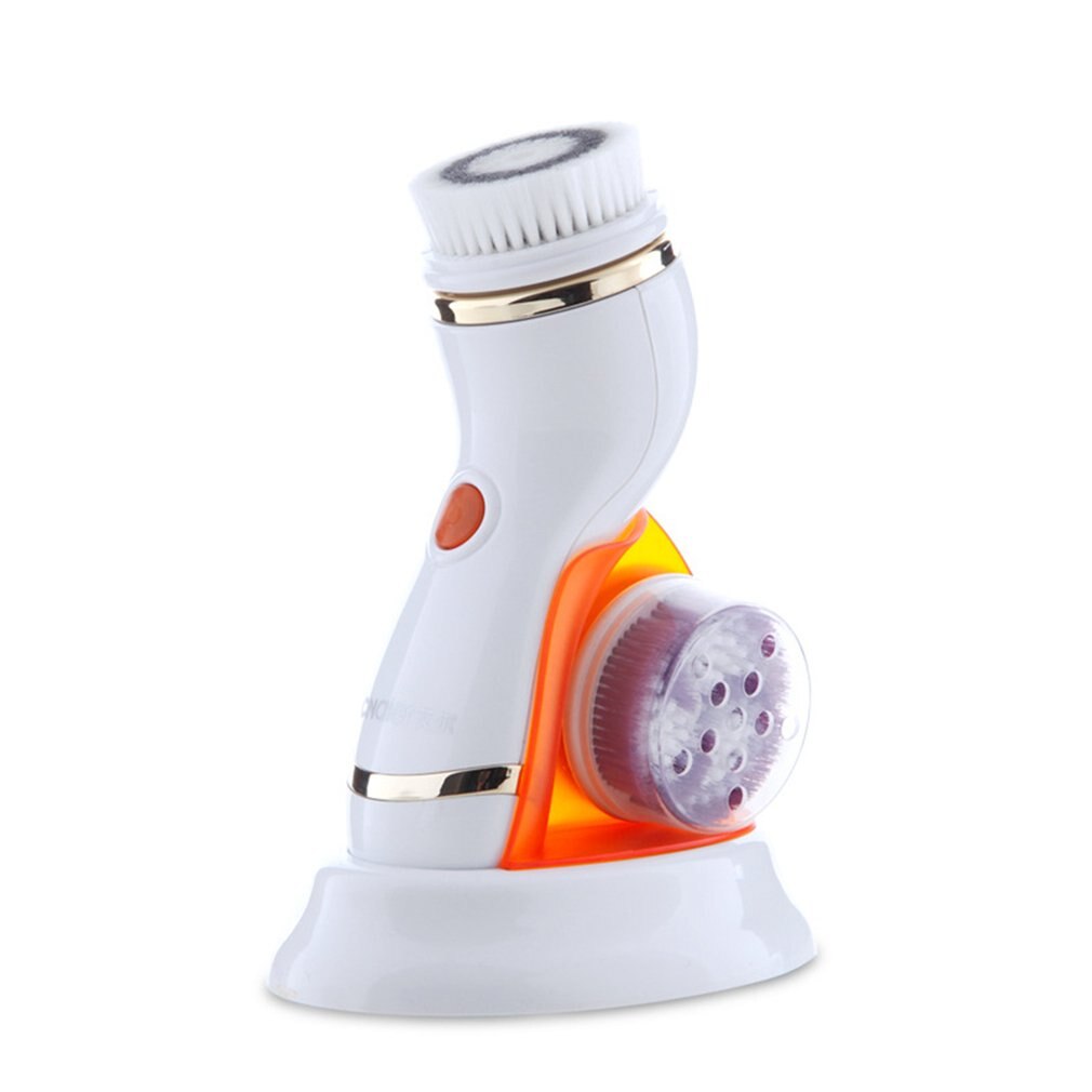 Multi-Function Electric Wash Face Facial Wash Brush Cleansing Brush Face Cleansing Instrument Pore Cleaner: orange USB