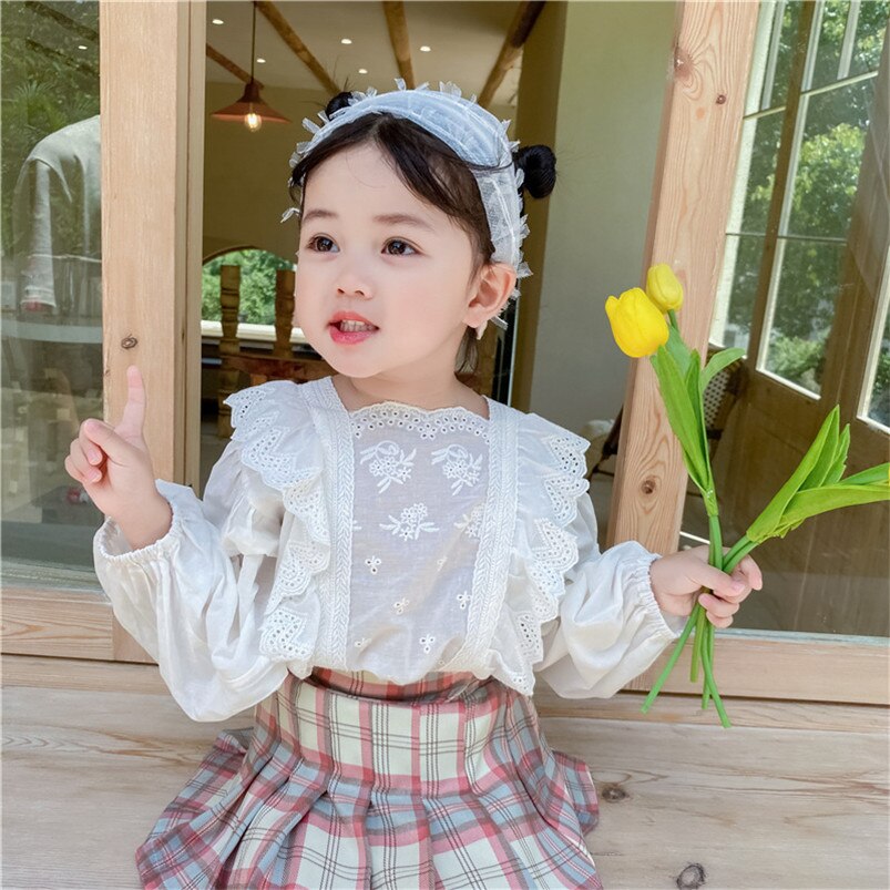 Prinsesse piger blonde skjorte lange ærmer børn bluse forår efterår spædbørn baby piger pullovere til småbørn tøj børn