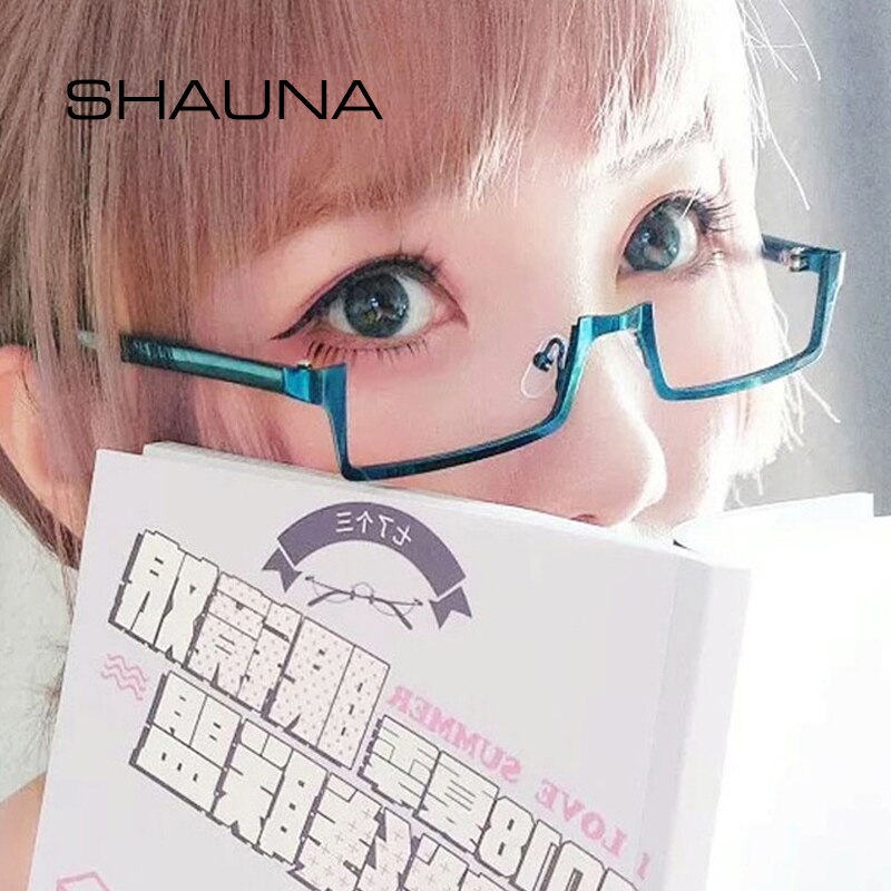 Shauna ingen linse søde cosplay rustfrit stål briller ramme kvinder lille lolita prinsesse unikke piger halvt rektangel