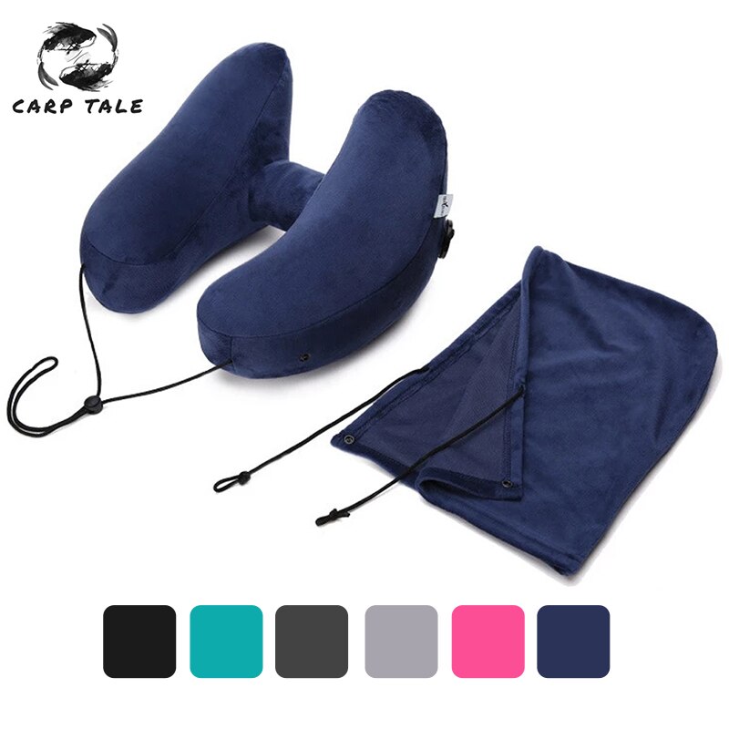 Russian Warehouse H Shape Inflatable Travel Pillow Air Cushion Folding Lightweight Nap Neck Pillow Car Airplane Sleeping Cushion