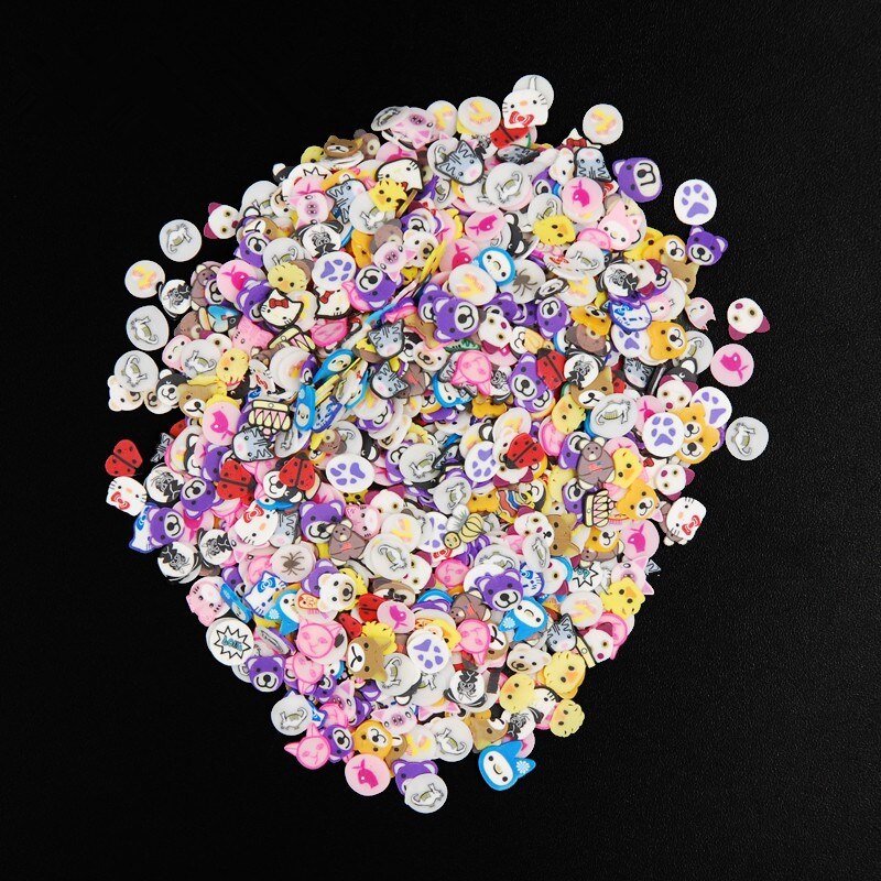 ¡Novedad de 1000 Uds! rodaja de animales de arcilla polimérica 3D Micro Fimo de Arte de uñas DIY clavos decorativos accesorios de parche