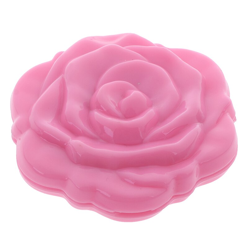 Double Side Make Up Mirror Mini Rose Flower Make Up Mirror Compact Portable Girls Pocket Mirror Unique: Pink