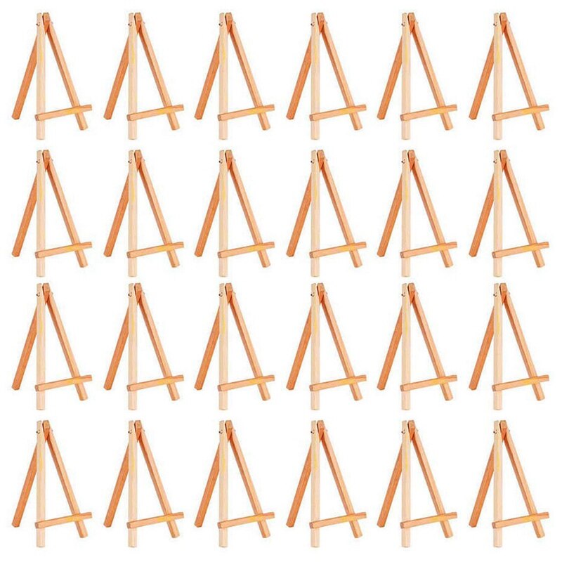 24 Pack Mini Wood Display Easel Wood Easels Set for Paintings Craft Small Acrylics Oil Projects