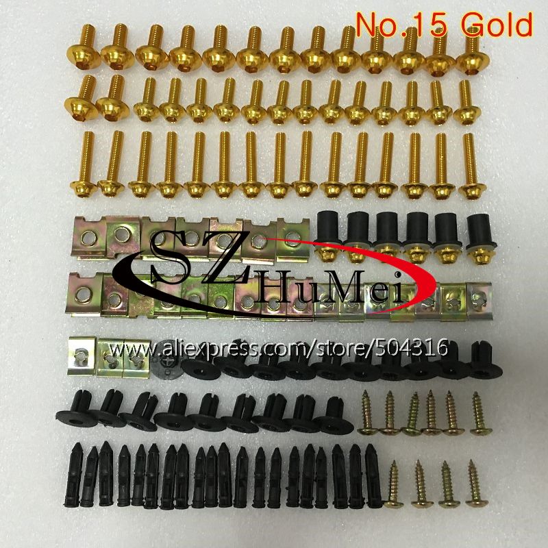 Kit complet de boulons de carénage pour suzuki gsxr 600 gsxr 750 01 02 03 gsxr 600 750 k1 r600 2001 2002 2003 vis et écrous de boulons de pare-brise: N ° .15