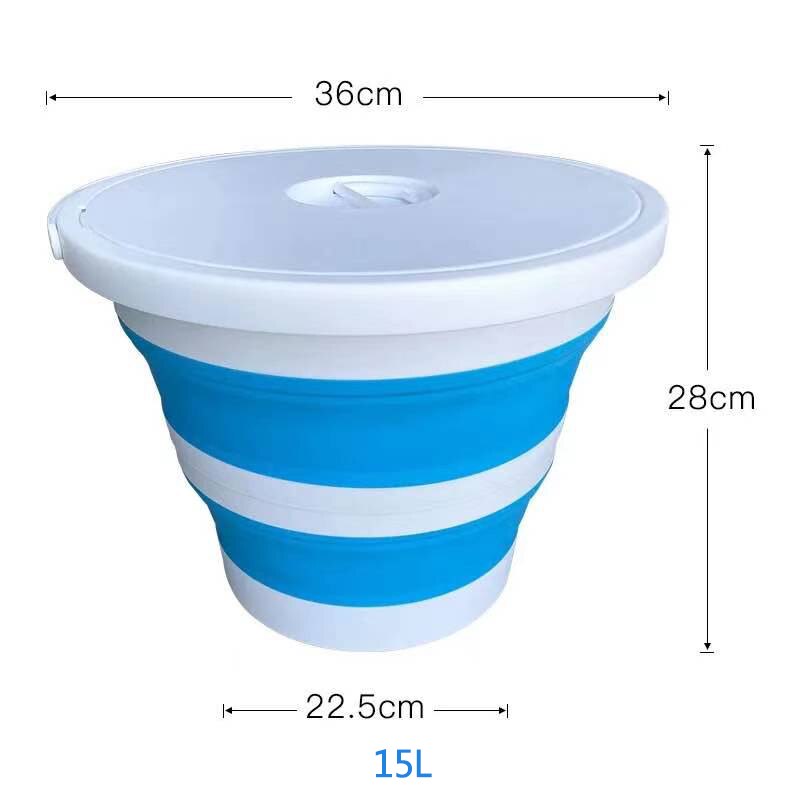 RQNQ 1Pcs 2021New 13L Multifunctional Silicone Folding Bucket, Silicone Fishing Bucket With Lid, Foldable Laundry Bucket: YT2-07