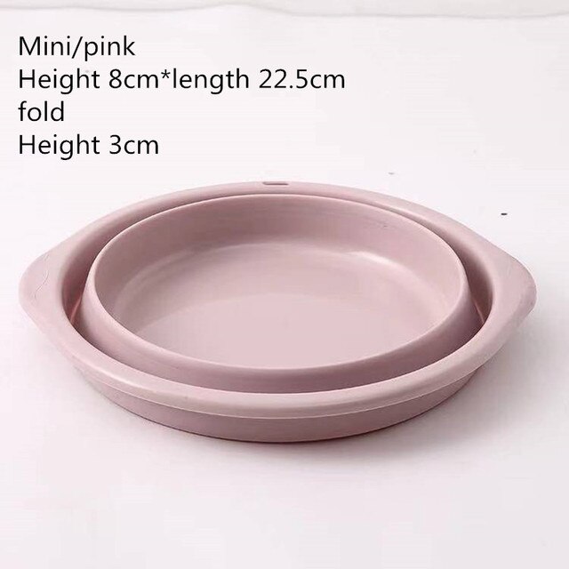 Travel portable folding basin household multi-purpose washbasin can be hung kitchen sink folding washbasin: Pink mini