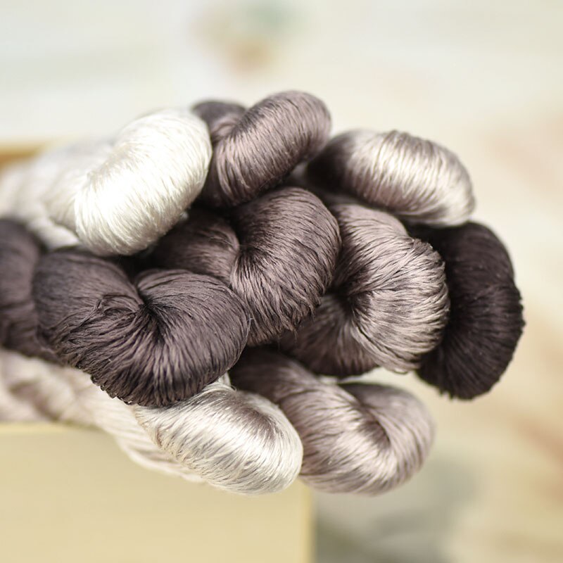 Fil à broder en soie fil de soie/broderie à la main, point de croix/couleur de racine de Lotus/9 couleurs dégradées