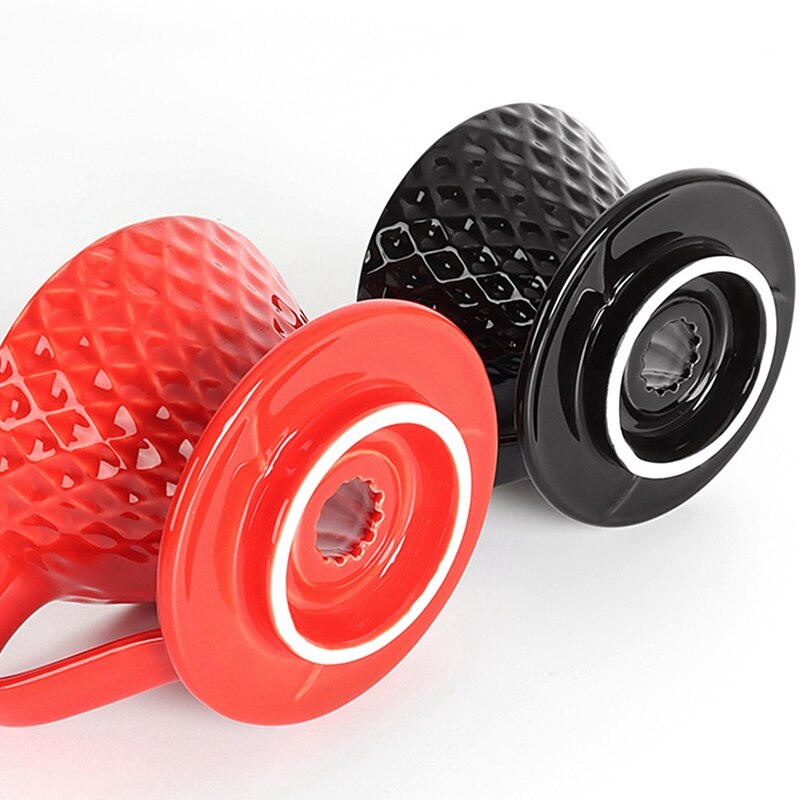 Coffee Filter Cup V60 Drip Filter Filter Ceramic Spiral Diamond-Shaped Funnel Filter Paper Cup Sharing Pot Set