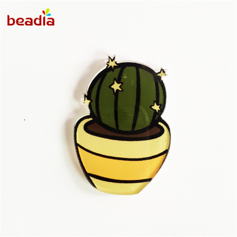 1 stuk cartoon cactus bonsai broche acryl badges iconen op de rugzak pin badge decoratie badges voor kleding
