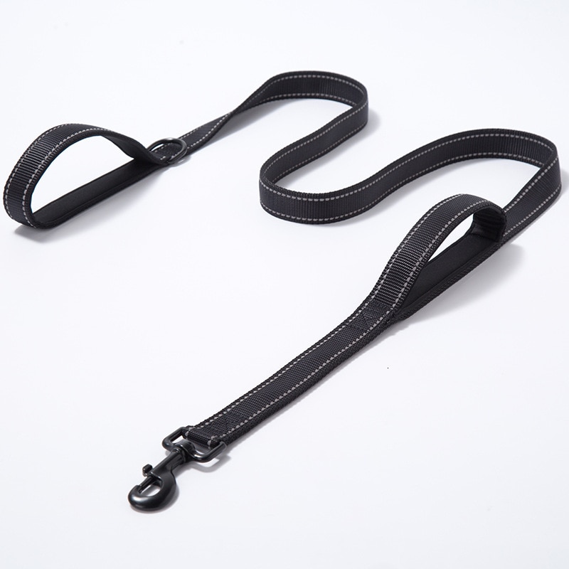 Benepaw Reflecterende Gewatteerde Hondenriem Twee Handvat Duurzaam Kleine Medium Grote Hond Pet Training Leash Nylon Lood 7 Kleuren: Black / L - 1.8M ( 5.9FT )