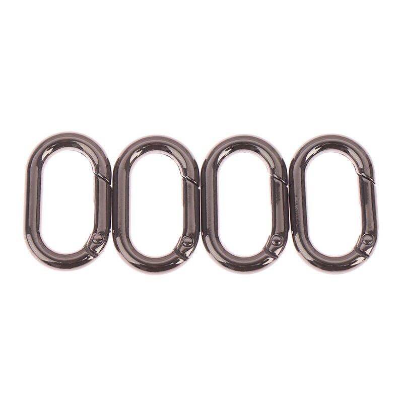 4 stücke Überzogene Tor Frühling Ring Schlüssel Runde drücken-Oval-Ring Schnallen Clips Karabiner Geldbörsen Handtaschen Oval drücken-Abzug schnappen Haken Ring: CLBag020-BK