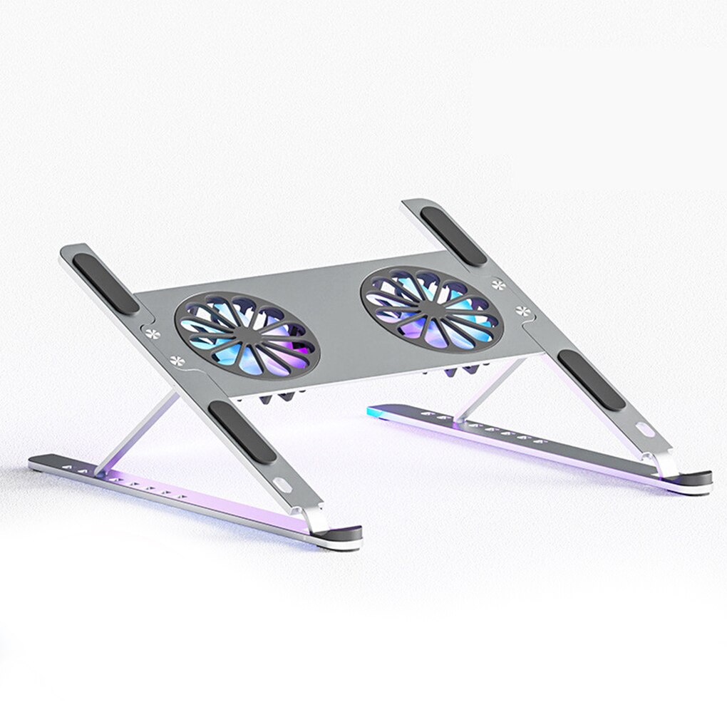 RGB Light Laptop Stand Cooling Fan Gaming Laptop Stand Aluminum Foldable Cooler for Notebook Laptop Macbook Adjustable Holder