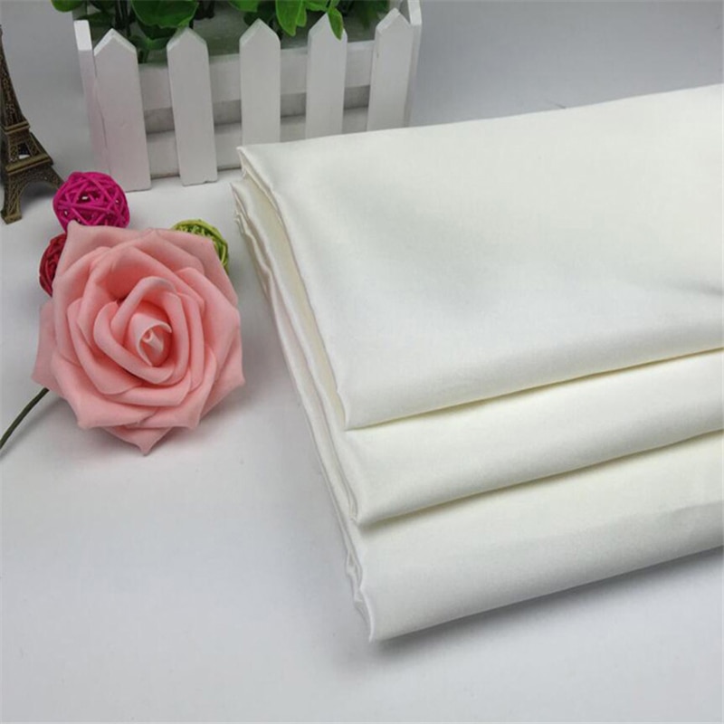 Shiny Polyester White Satin Fabric Roll for Wedding Dress Decoration
