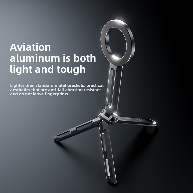 Foldable Magnetic Phone Tripod Holder Portable Travel Stand for IPhone & Android Hands-Free Video Shooting on Desk/Plane/Train
