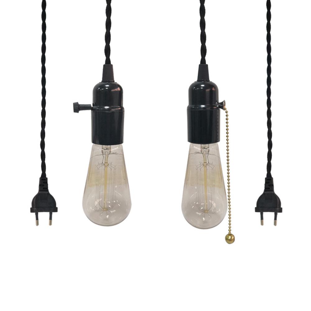 Portalámparas LED con interruptor de Cable, accesorios de lámpara de techo, luz pequeña Simple E27, bricolaje