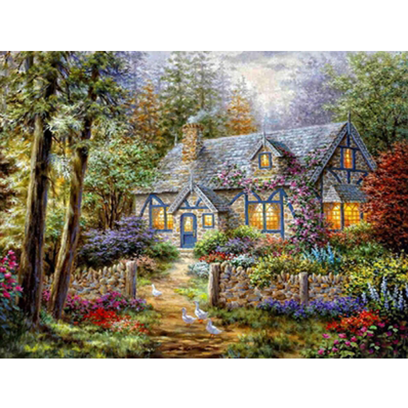 5D DIY Diamond Painting Forest House Full Drill Cross Stitch Diamond Picture Arts By Number Kits
