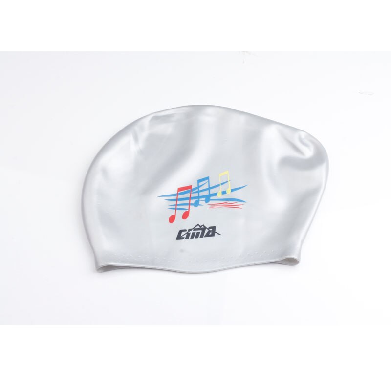 Swimming Cap Women Silicone Long Hair Extra Large Big Waterproof Swim Hat for Lady with Ear Cup Protect Elastic Swimming Caps: Gray Music