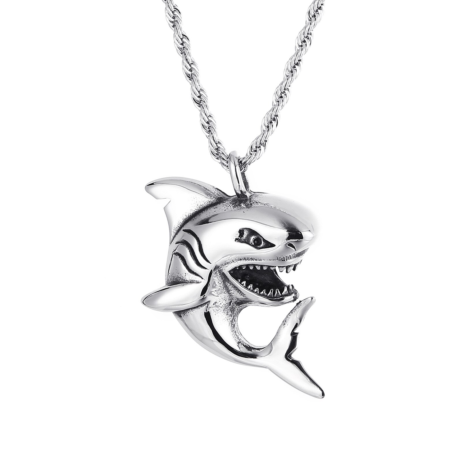 Tier Shark Form herren Anhänger Halskette für Männer Metall Gold-Überzogene Shark Halskette Anhänger Zubehör Partei Schmuck: KP79471-HX / 45cm