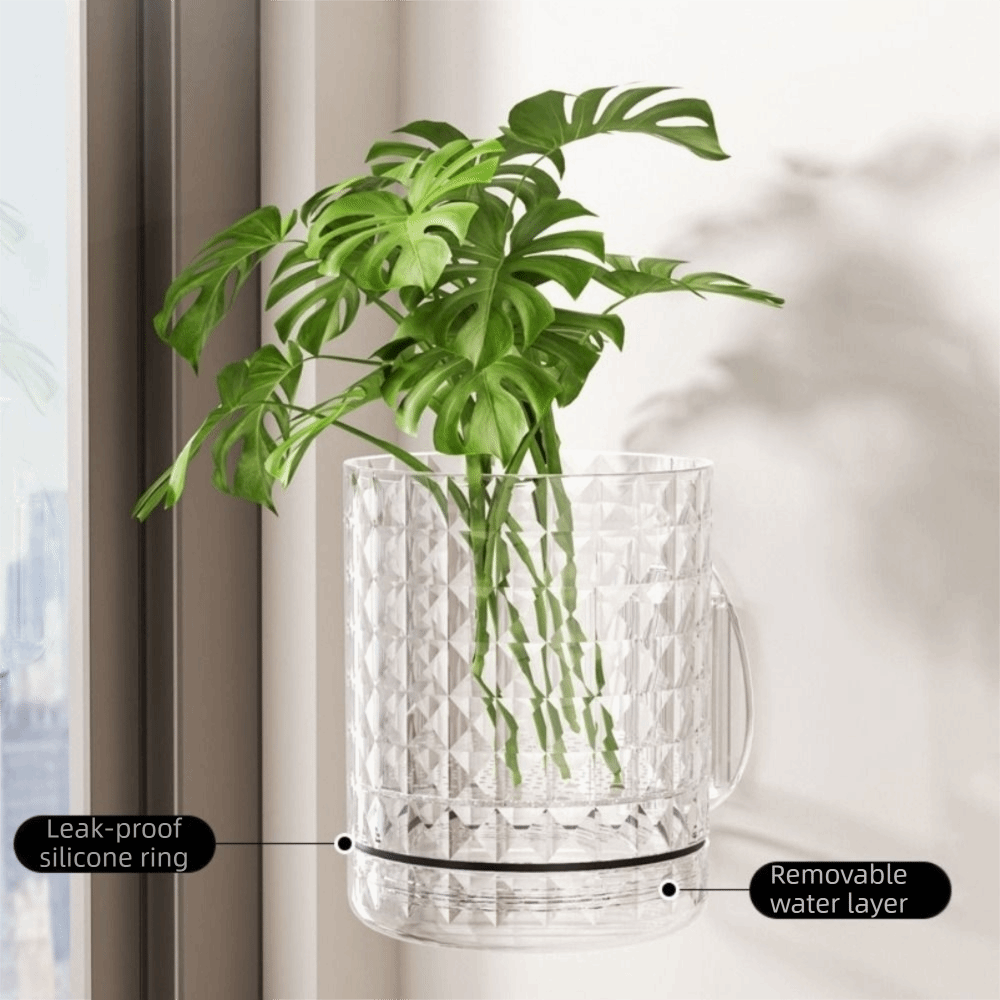 Kunststof hydroponische wandplantenbak met zelfklevende dubbele laag, ruimtebesparende decoratieve wandvaas
