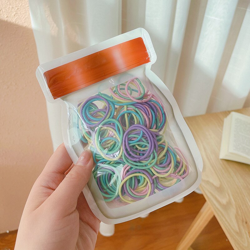 100Pcs Meisje Kleur Haar Ring Nylon Kleine Elastische Haar Hoepel Kinderen Haar Touw Rubber Band Kinderen Paardenstaart Elastische Rubber band: Springcolor S