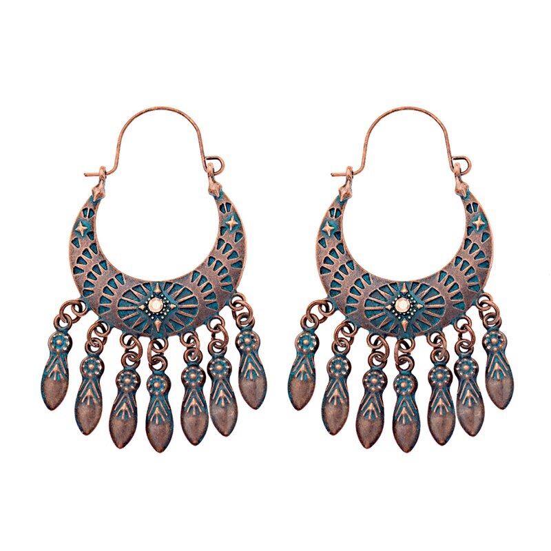 Egipt Vintage Bronze Tassel kolczyki jhumka dla kobiet 2019 Antique Vintage Flower turecki Tribal Indian Jewelry: Style 2