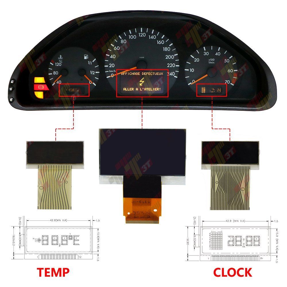 Dashboard Display Voor Mercedes-Benz E/Clk-Klasse W210 W202 1998-2002 Links Lcd Instrument Cluster