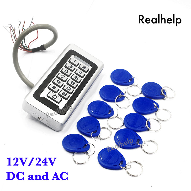 2000Users Metal Stainless Steel RFID Access Control Keypad IP68 Waterproof Outdoors Card Reader Security 12V/24V DC and AC