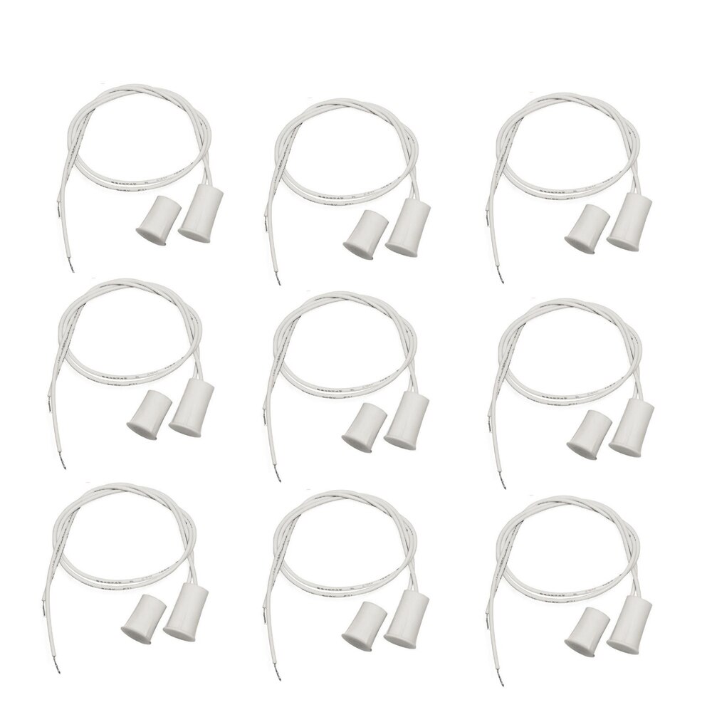 10 paires de capteurs de porte et fenêtre, interrupteur magnétique filaire MC-38 pour système d&#39;alarme domestique, lorsque les capteurs sont ensemble, normalement fermés NC: 10pairs NC white