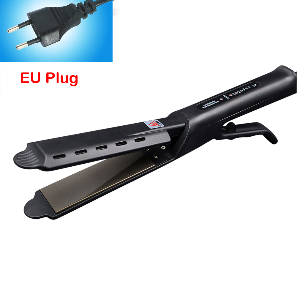 Salon Ceramic Tourmaline Ionic Flat Iron Hair Straightener Salon Glider Hair Straightening Hair Styling Accessories: EU Plug