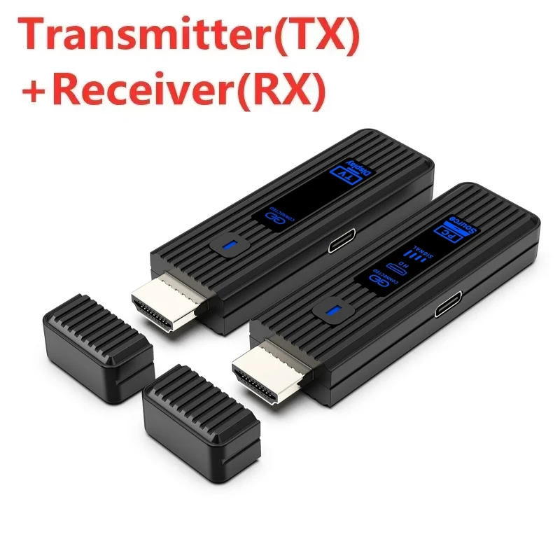 2025 Draadloze HDMI-videozender en ontvanger Extender-kit TV Stick Dongle-adapter voor pc-laptop naar projectormonitor TV: Zilver