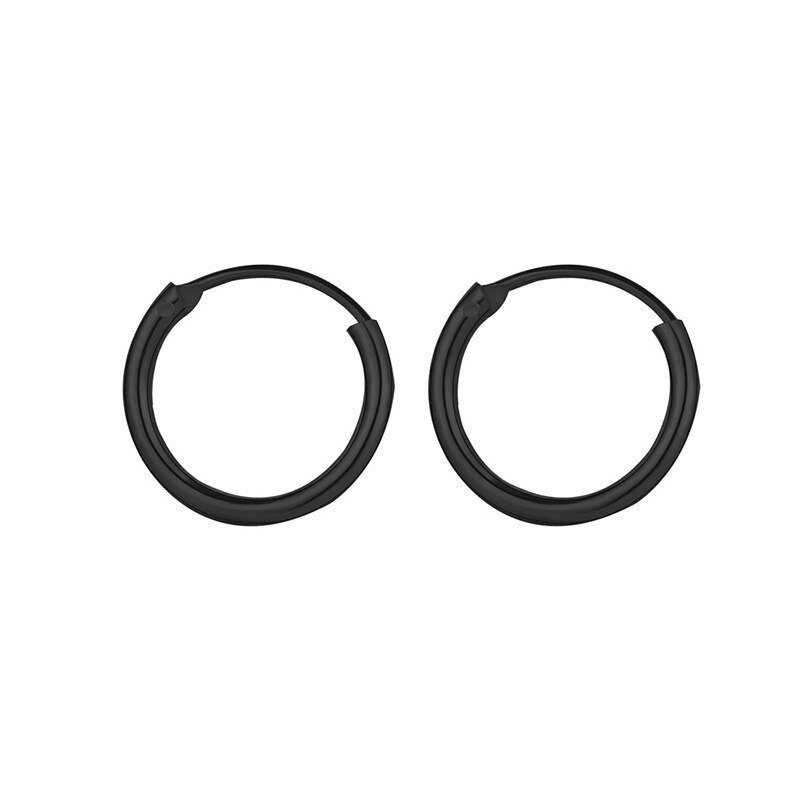 1 par de pendientes de acero quirúrgico para mujer y niña, aretes de aro redondos simples, Pendientes colgantes de hélice Punk, de joyería: Black / 1.0cm
