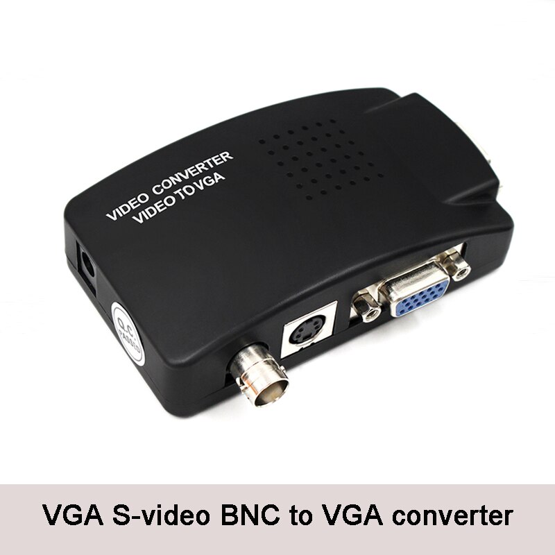 Bnc Naar Vga Video Converter S-Video Input Naar Pc Vga Out Adapter Digitale Switcher Box Voor Pc Tv camera Dvd Dvr Met Dc Kabel