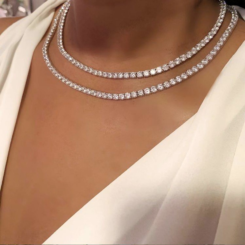 Corrente zircônia cúbica 4mm, gargantilha adorável colares gelado fora hip hop mulheres jóias bling 5a cz pedra colar de tênis,