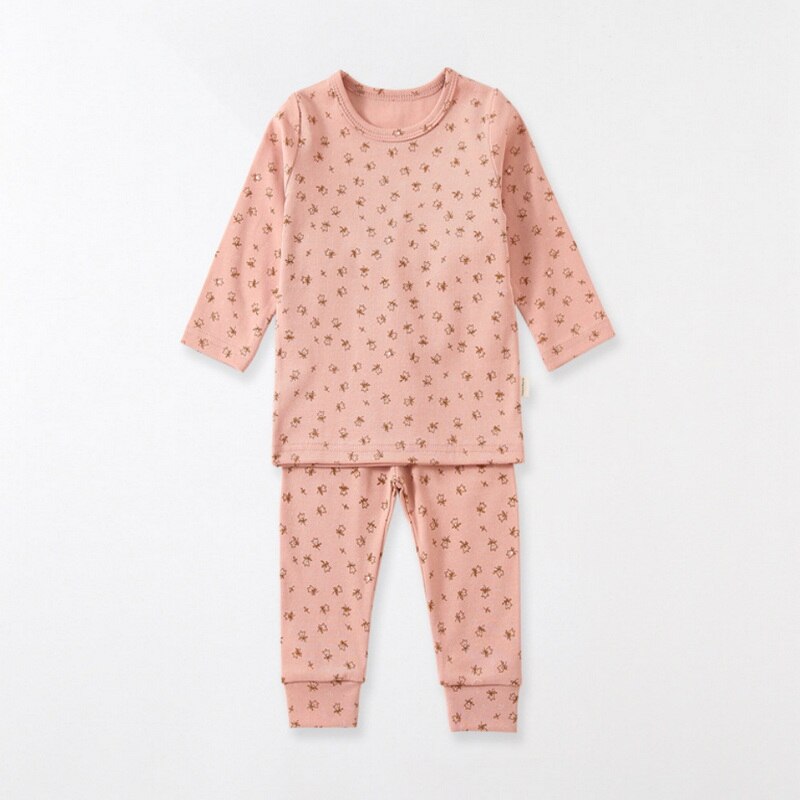 Lente Baby Kleding Meisje Jongen Pyjama Katoen Ronde Kraag Lange Mouwen Roze Bean Groen Nachtkleding Pasgeboren Nachtjapon Unisex E6122: pink pajamas / 100cm 12-18Months