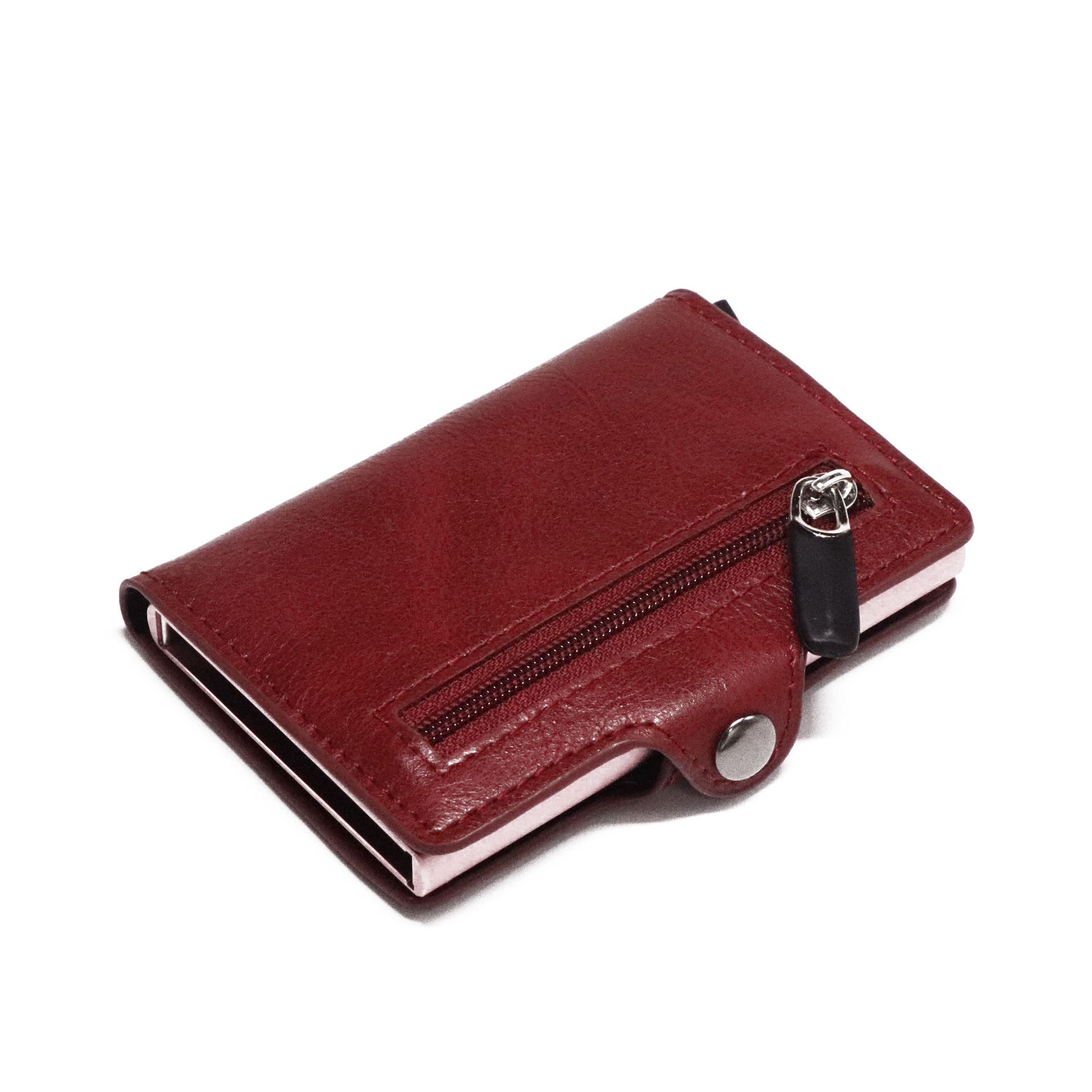 PU Leather Metal Credit Card Holder Single Box Card Case Women and Men RFID Wallets Business ID Holder: Red