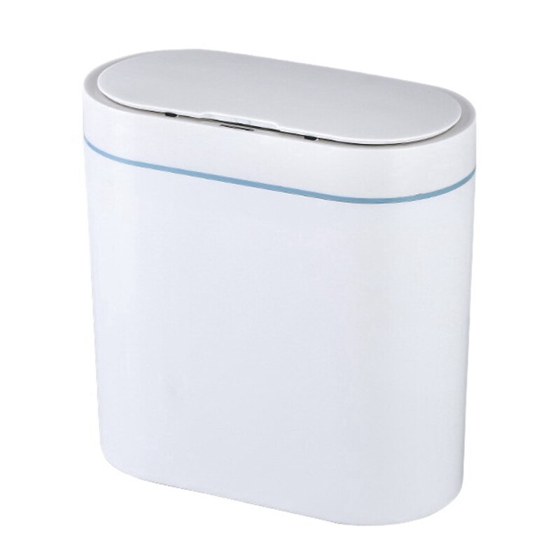 8L Smart Sensor Trash Can Electronic Automatic Household Bathroom Waterproof Narrow Seam Smart Induction Bin: WHITE